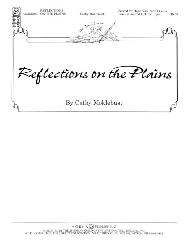 Product Description: Reflections on the Plains</br>Cathy Moklebust</br></br>This addition to the challenging "Janus" Series is an original work that describes the landscape and life in Oklahoma, including a musical tribute to the victims and families of the April 19, 1995 bombing in Oklahoma City.</br></br>DIGITAL MUSIC LICENSE: Your purchase grants you permission to make ONE copy OR display on ONE electronic device for each license purchased. This permission and the accompanying PDF file may not be transferred, sold, or given to any additional or subsequent user. Please keep the receipt you received at the time of purchase as proof of your purchase and of the legal license to play this music.</br> Reflections on the Plains
