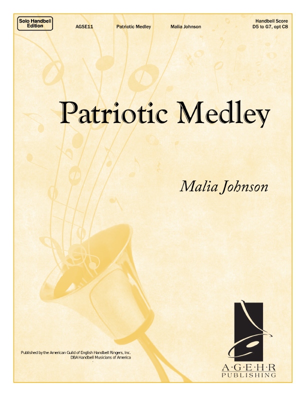 Product Description: Patriotic Medley</br></br>arr. Malia Johnson • AG 36050 • 3-6 Octaves • Level 2</br></br>"America the Beautiful," "Yankee Doodle," and the "Stars and Stripes Forever" make up the medley of this celebratory solo that is best suited for an experienced solo ringer. Performance notes are written into the music and the copy is nice and clean.</br></br>SEE PREVIEW</br></br>Listen to "Patriotic Medley"</br></br> Your browser does not support the audio element.</br> Patriotic Medley